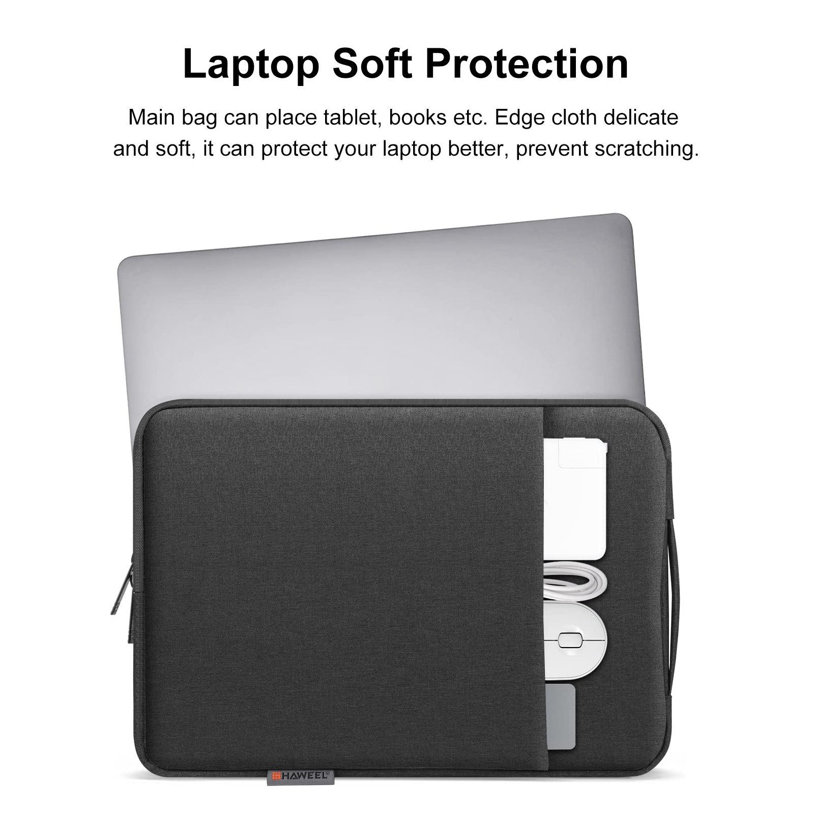 Haweel HWL7020 For 14-15 inch MacBook Pro 14 inch (2021) / 15 inch (2013) / (2016) Scratch Resistant Carrying Case Portable Sleeve Bag with Handle - Black Haweel HWL7020 For 14-15 inch MacBook Pro 14 inch (2021) / 15 inch (2013) / (2016) Scratch Resistant Carrying Case Portable Sleeve Bag with Handle - Black